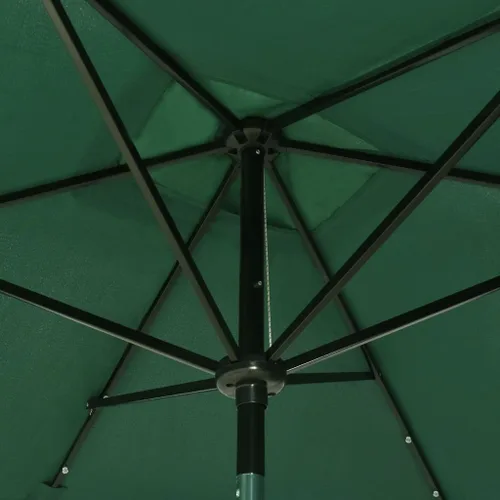 Vista 9 de vidaXL Sombrilla de jardín para patio con luces LED alimentadas por energía solar y poste de acero, sombrilla rectangular con protección UV, verde