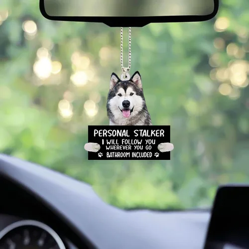 Vista 2 de Alaskan Malamute - Adorno colgante de coche para acechar personalmente, adorno de acrílico con nombre personalizado para perro, adorno de Navidad