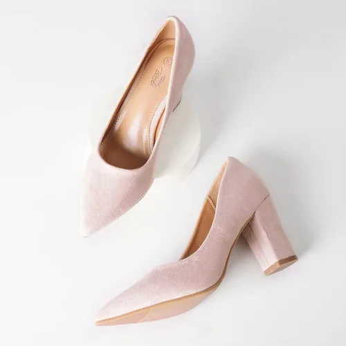 Vista 8 de Heel The World IN3 - Zapatos de tacón alto de gamuza grueso HI para mujer, puntera cerrada, zapatos de oficina para mujer