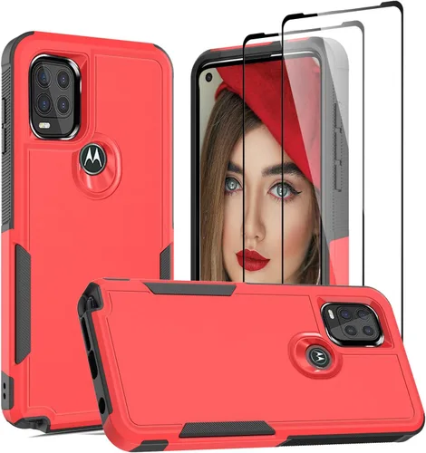 Vista 29 de Jeylly para Moto G Stylus 5G 2021 Funda con [2 Pack] Protector de Pantalla de Vidrio Templado, Protección Grado Militar Anti-Arañazos, Funda A