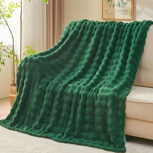 Vista 18 de NEWCOSPLAY Manta para Sofá Aqua Súper Suave de Franela Polar 3D Burbuja Ligera Manta de Cama para Uso en Todas las Estaciones (Aqua, Throw(50"x60"))
