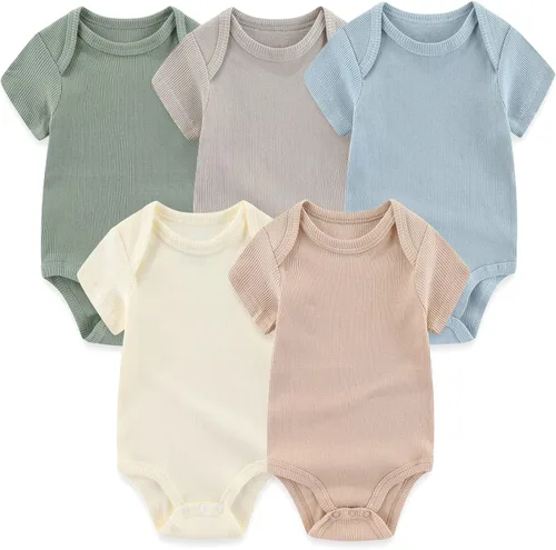 Vista 27 de Body de manga corta para bebé recién nacido, ropa de algodón de una pieza, 5 unidades, 0-12 meses