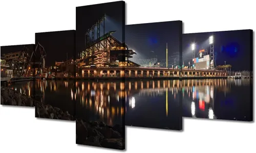Vista 72 de Busch Stadium Baseball Home Decor St. Louis, Missouri Cityscape - Pósteres e impresiones artísticas de pared de 5 piezas de estadios de béisbol