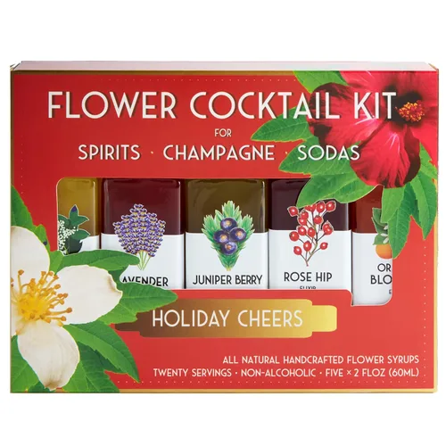 Vista 5 de Floral Elixir Co. - Kit de cóctel de jarabe de flores totalmente naturales - Set de regalo - Surtido de 5 elixires (2 onzas) (amantes de las ginebra)