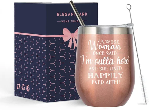 Vista 16 de ELEGANTPARK Regalos de jubilación para mujeres 2026, regalos para compañeros de trabajo para mujeres, Wise Woman Said I'm Outta Here, vaso