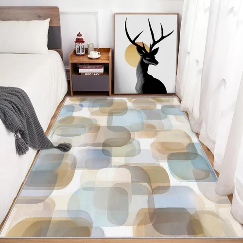 Vista 5 de 2x3 Mid Century Modern Throw Rugs for Entryway, Washable Watercolor Geometric Pattern Indoor Door Mat, Bedroom Kitchen Entrance, Non Slip Soft Thin