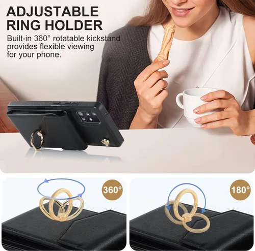 Vista 5 de Asuwish Funda de teléfono para Samsung Galaxy A71 5G con protector de pantalla de vidrio templado y soporte de anillo de bloqueo RFID, soporte