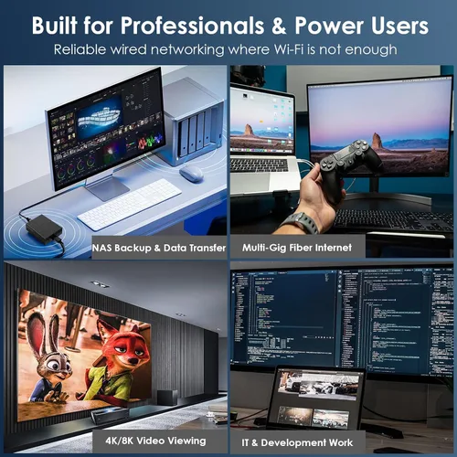 Vista 4 de WAVLINK Adaptador Ethernet USB4 a 10Gbps compatible con Thunderbolt 3/4/5 y Negro