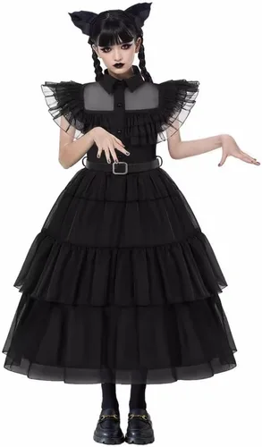 Vista 4 de SZ-TONDA Vestido de disfraz negro para niñas, para fiesta de Halloween, cosplay, mercancía