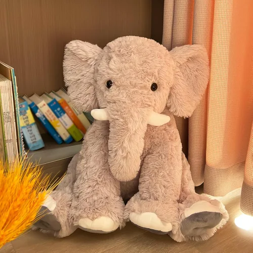 Vista 2 de Elefante de peluche grande de 19.2 pulgadas, juguete de elefante inteligente de felpa para niños, para niñas y mujeres, decoración de habitación Gris