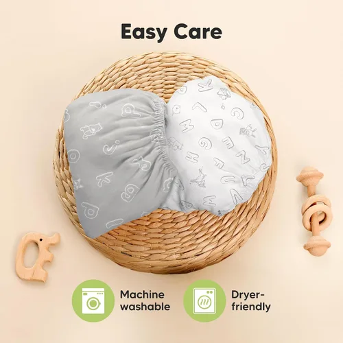 Vista 7 de Sábanas ajustadas para Pack and Play - Paquete de 2 sábanas mini para cuna para Pack N Play, colchón 38x26, ropa de cama suave y acogedora