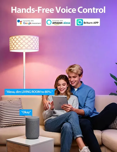 Vista 4 de Bombillas LED inteligentes, bombilla que cambia de color de 9 W, compatible con Alexa y Google Assistant, bombillas Bluetooth WiFi de 2.4 GHz