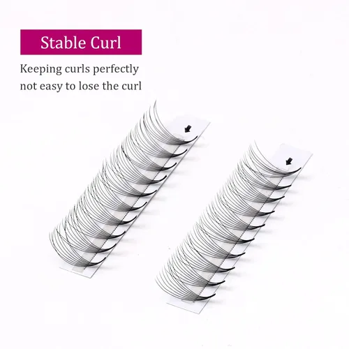 Vista 16 de FADLASH Extensiones de pestañas postizas en abanico con base puntiaguda 10D, extensiones de pestañas postizas de tallo medio, extensiones