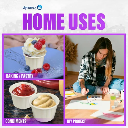 Vista 5 de Dynarex . Vasos desechables de papel para soufflé de 75 onzas, vasos de papel pequeños para pastillas, dispensación de condimentos, muestras