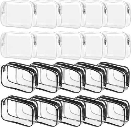 Vista 9 de Bolsas de cosméticos transparentes para mujeres y hombres, bolsas de aseo impermeables, bolsas de maquillaje de PVC, estuche organizador