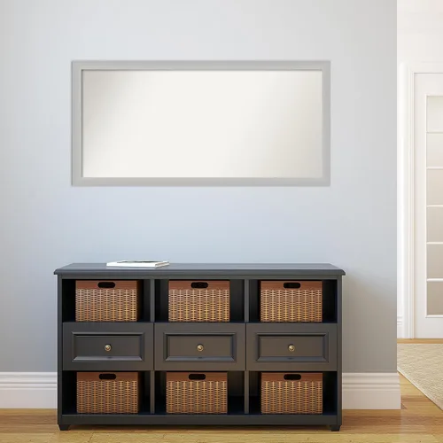 Vista 494 de Amanti Art Silver Bathroom Mirror for Over Sink, 26x35 Custom Made Marred Pewter Rectangle Vanity Mirror, Large Casual Wood Frame, Hangs Horizonally