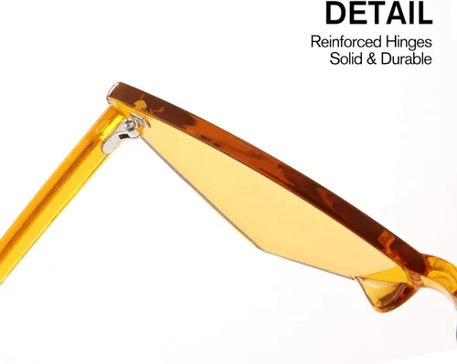 Vista 3 de OLINOWL Gafas de sol sin montura triangular una pieza gafas de sol transparentes de color para mujeres y hombres