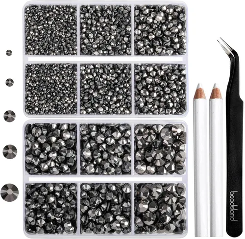 Vista 23 de 6736 piezas de diamantes de imitación termoadhesivos con parte trasera plana, diamantes de imitación morados para manualidades y ropa mezclados en 5