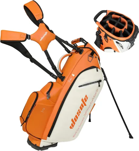 Vista 14 de WOSOFE PU Golf Bag with 6/14 Way Top Dividers Automatically Adjustable Dual Straps Elegant Design for Men Women Pu Golf Stand Bag with Multiple