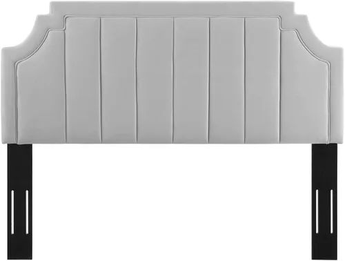 Vista 5 de Modway Alyona - Cabecera capitoné de terciopelo de alto rendimiento, color gris claro