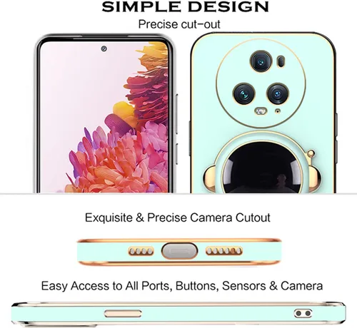 Vista 6 de Compatible con Honor Magic 5 Pro Funda con chapado creativo de astronauta de dibujos animados rosa, para Honor Magic 5 Pro, funda de silicona a
