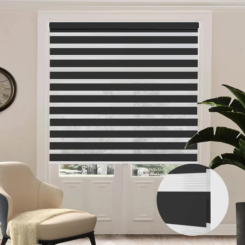 Vista 12 de Persianas de cebra sin cordones para ventanas, persianas personalizadas de doble capa con cenefa, persianas de día y noche para el hogar, puertas