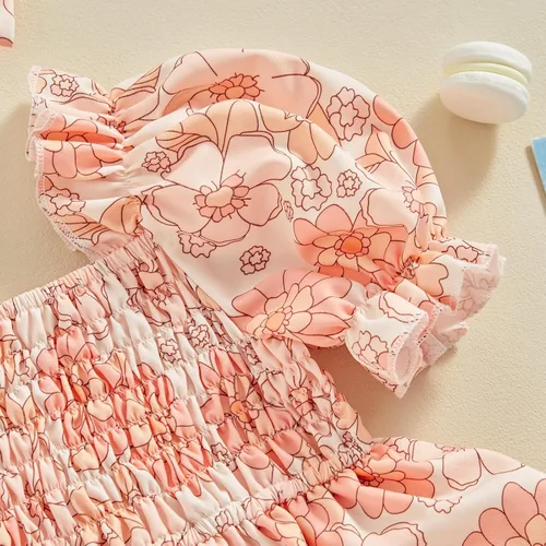 Vista 44 de Mameluco de verano para niña, sin mangas, vintage, con burbujas, vestido de mameluco lindo y diadema