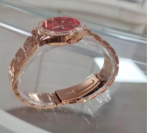 Vista 2 de Relojes de moda para mujer, esfera brillante, oro rosa, acero inoxidable, fecha, impermeable, cuarzo, para mujer