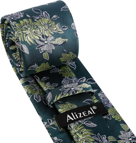 Vista 105 de Alizeal Mens 3.15inches Leaf Flower Pattern Tie with Floral Pocket Square Set