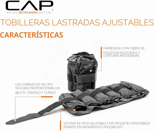 Vista 3 de CAP Barbell Pesas ajustables para tobillo Par de 10-20 libras Negro
