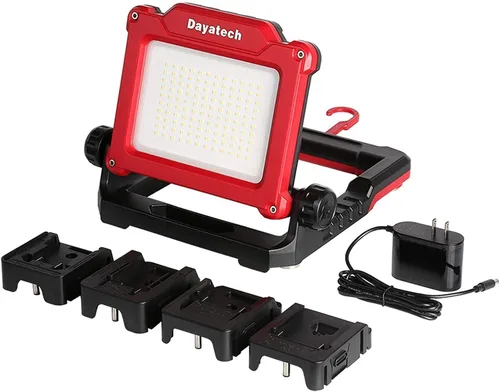 Vista 2 de Luz de trabajo LED inalámbrica recargable, 3500 LM, 25 W compatible con DEWALT, MILWAUKEE, MAKITA, BOSCH, Black&Decker, STANLEY Power Tool 18-21V
