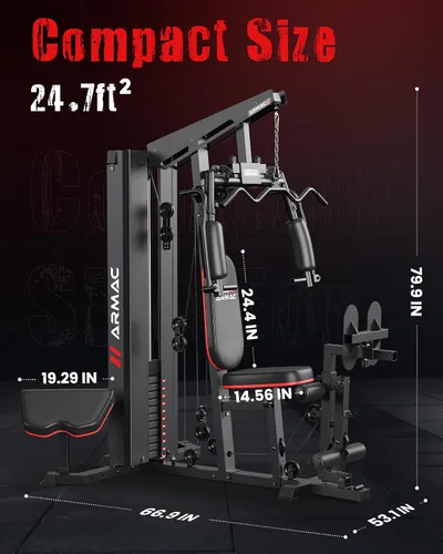 Vista 8 de Sportsroyals Gimnasio en casa, equipo de gimnasio multifuncional, equipo de entrenamiento con pila de peso de 150 libras, para prensa de piernas