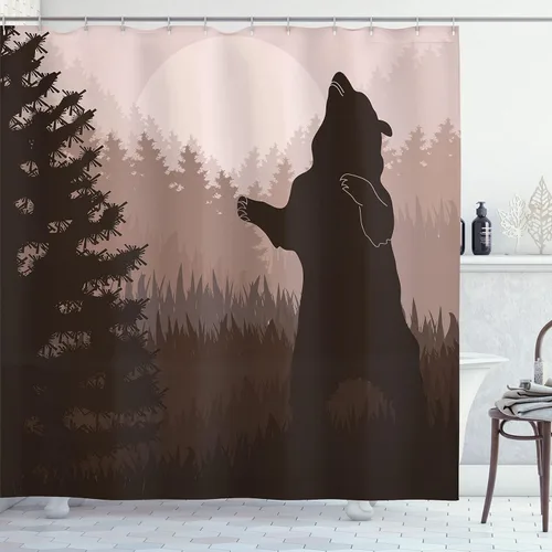 Vista 9 de Ambesonne Cortina de ducha retro, diseño clásico de rayas verticales, imagen, imagen antigua, obra de arte, juego de decoración de baño de tela