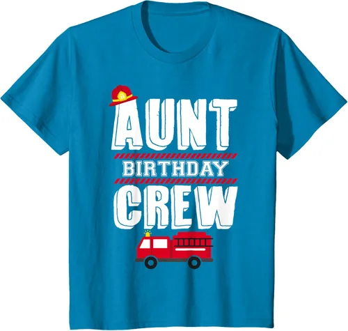 Vista 56 de Aunt Birthday Crew Fire Truck Fireman - Camiseta para fiesta de acogida, Negro, S