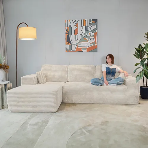 Vista 9 de Sofá modular sin hueso de 105 pulgadas, sofá modular en forma de L, sin marco, modular en forma de L, sin montaje, para sala de estar/dormitorio