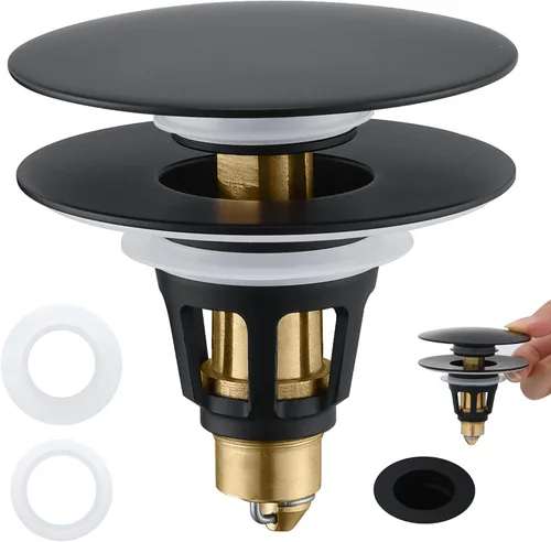 Vista 16 de Tapón Universal para Lavabo de Baño - Filtro de Drenaje de Lavabo con Rebote, Tapón de Drenaje Emergente de Níquel Cepillado, Tapón de Fregadero