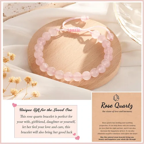 Vista 3 de Seyaa Pulsera de yoga para aliviar el estrés y la ansiedad, piedra de cristal natural, regalos curativos para mujeres, hombres y adolescentes