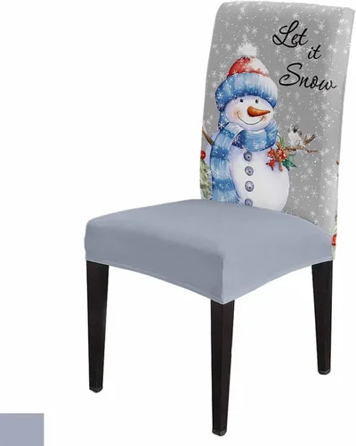 Vista 13 de YOKOU Juego de 4 fundas elásticas para sillas de comedor, diseño de copos de nieve, estrellas, fondo rojo, invierno, fundas protectoras extraíbles