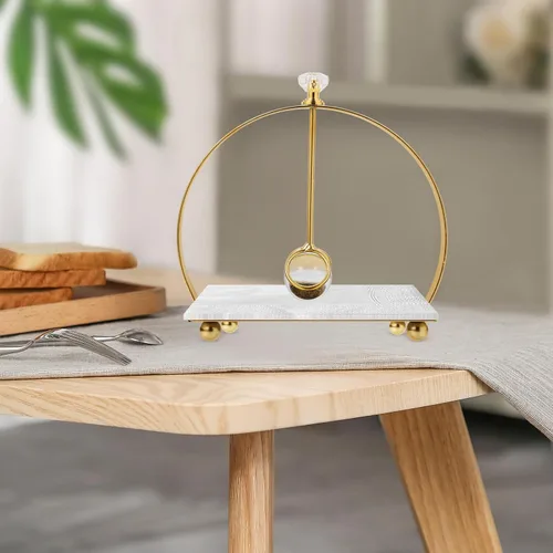 Vista 6 de Angoily Arc-shaped Metal Napkin Holder for Tabletop, Gold Finish, Weighted Rustic Paper Towel Dispenser for Dining Room and Kitchen Use, Sturdy