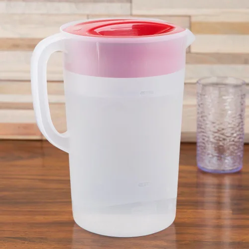 Vista 3 de Rubbermaid Jarra clásica de 1 galón con base transparente, tapa roja
