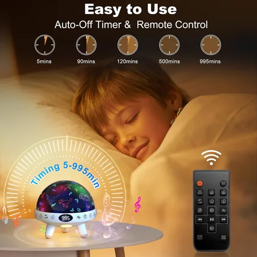 Vista 3 de YACHANCE Proyector de luz nocturna de dinosaurio para niños con temporizador y control remoto. Regalos de dinosaurios para niños de 1 a 12 años.