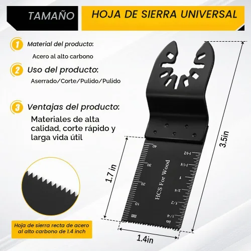 Vista 2 de 6 piezas de cuchillas para herramientas oscilantes, multiherramienta oscilante universal para madera, cuchillas de sierra oscilantes profesionales