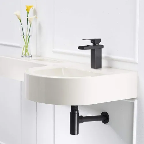 Vista 3 de Trampa para botellas de latón, 1 1/4 redonda, trampa en P, trampa decorativa para lavabo, fregadero, tubo de drenaje, altura ajustable, color negro