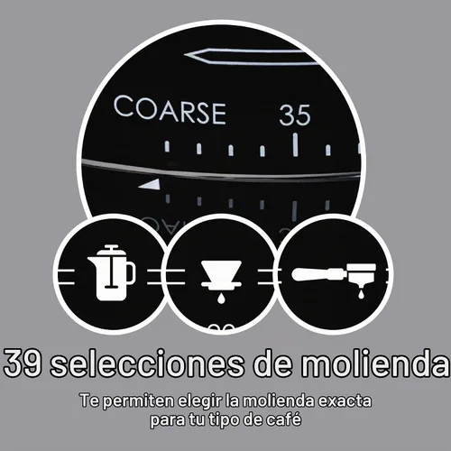 Vista 3 de Hamilton Beach Professional Hamilton Beach Professional - Molinillo digital de café cónico de acero inoxidable, 39 ajustes de molienda ajustables