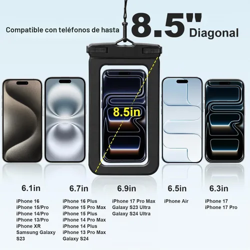 Vista 3 de HEYSONG Bolsa grande impermeable para teléfono, paquete de 2