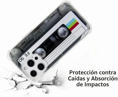 Vista 5 de FAteamll Funda para iPhone 13 Pro, acabado mate, resistente, suave, con esquinas reforzadas, TPU suave, parachoques retro, funda de cinta de casete