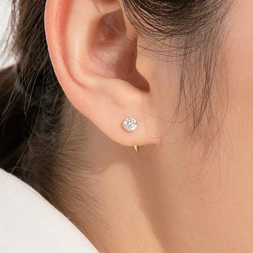 Vista 46 de Aretes pequeños de plata de ley 925 para mujer