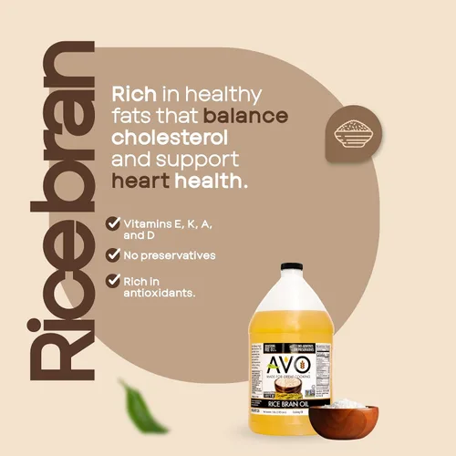 Vista 3 de AVO Aceite de salvado de arroz para cocinar o freír, 1 galón, sin OMG, sin conservantes, aceite de arroz de alto punto de humo a 490 °F