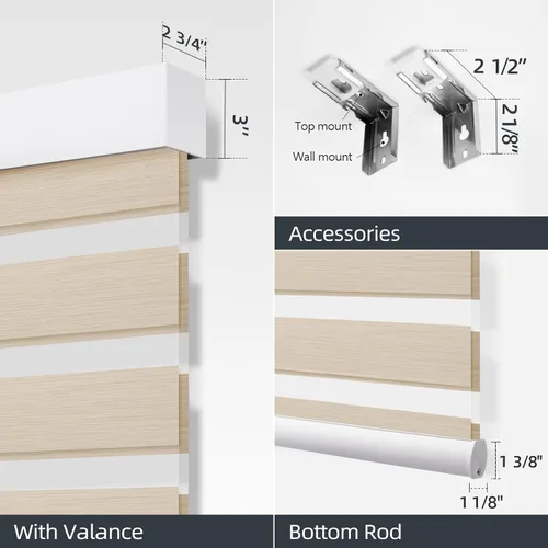Vista 4 de ZSTARR ZSTARR - Persianas opacas motorizadas con control remoto, persianas inteligentes con diseño de cebra, para control de ventanas, oficina, Beige
