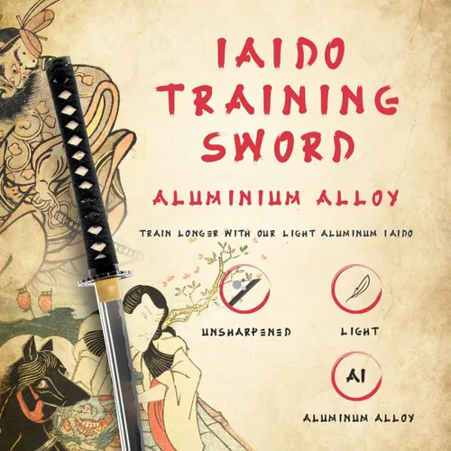 Vista 3 de HMS Aleación de aluminio sin afilar Iaido Training Wakizashi Sword Blunt 21in Blade Safe for Iaido Practice, Dojo Training & Display, Lightweight